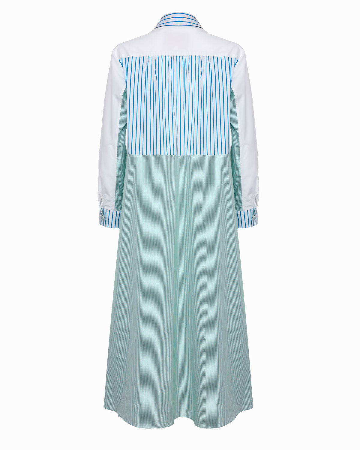 MARCEAU DRESS TURQUOISE GREEN WHITE MULTI STRIPES