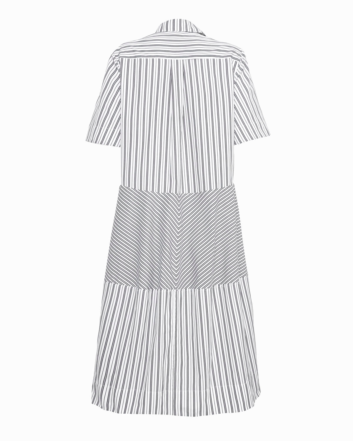 MINTY - ASYMETRICALLY SEAMED BLACK & WHITE STRIPE DRESS