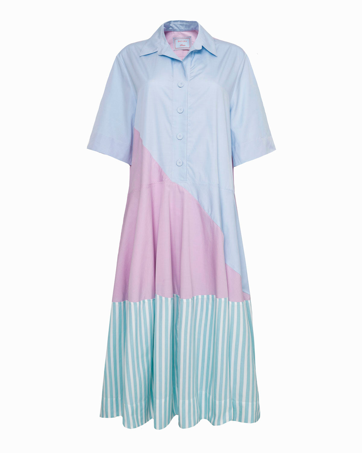 MINTY - ASYMETRICALLY SEAMED 3 COLOR PASTEL DRESS