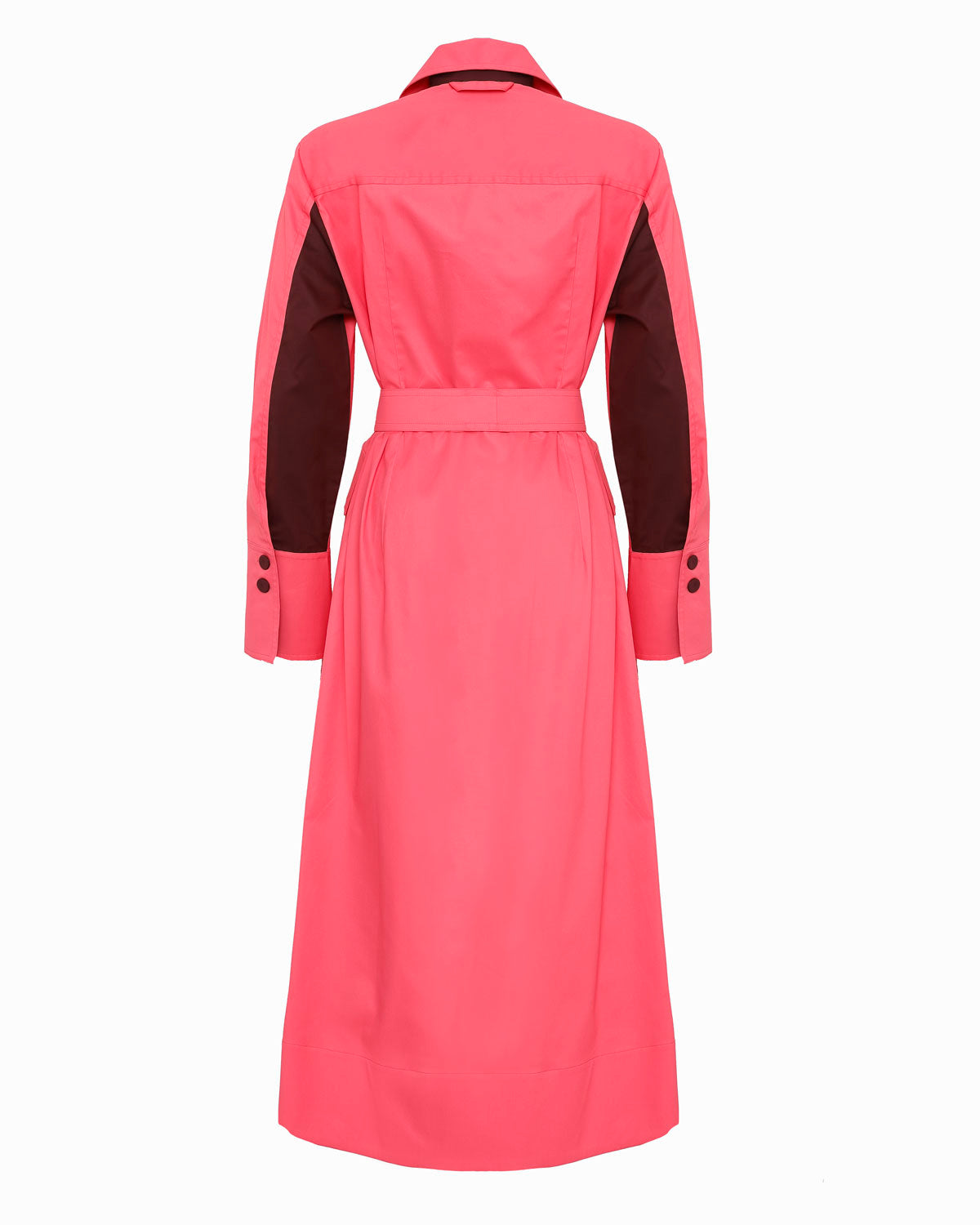 NELSON - Geranium pink long-line button thru coat dress