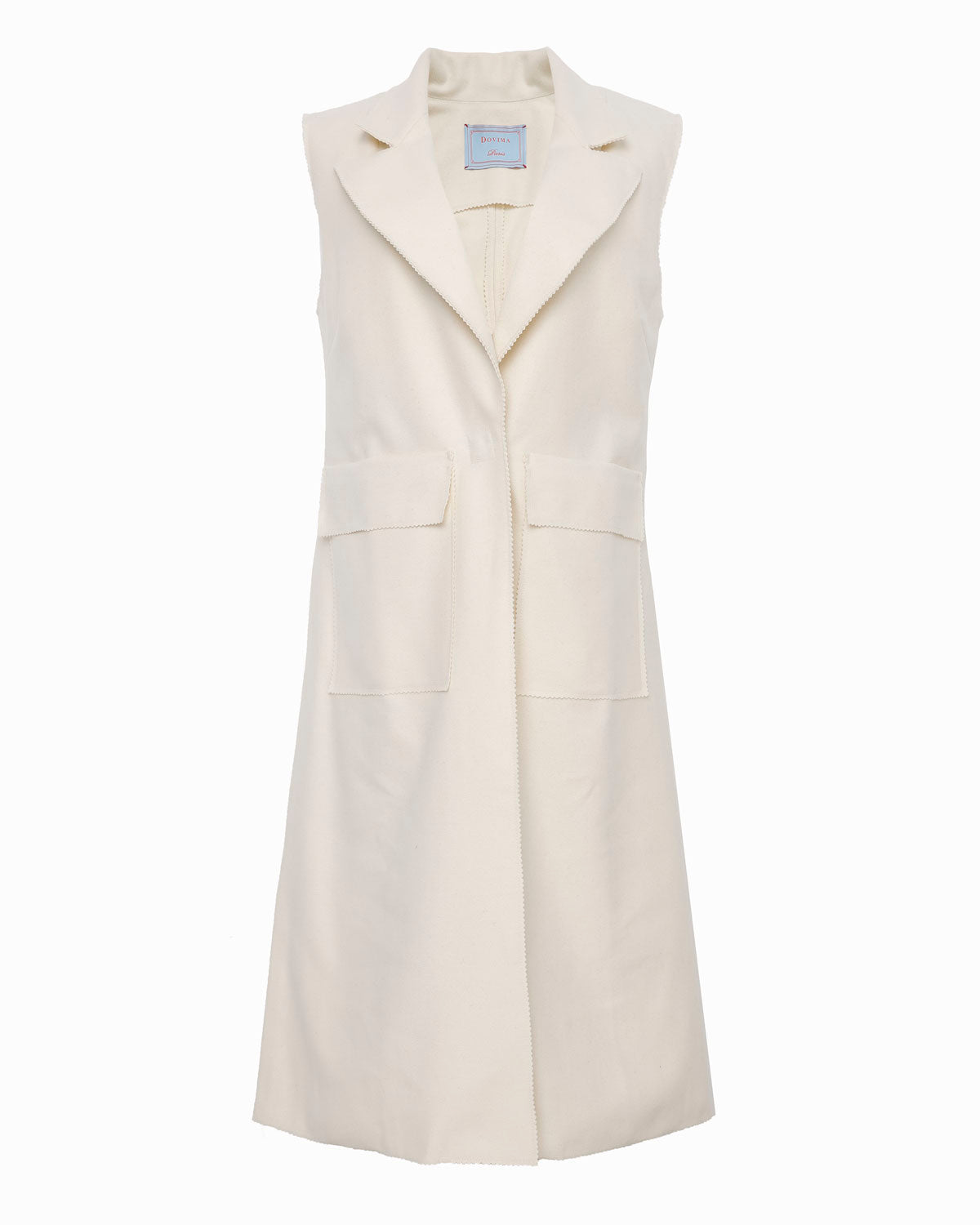 OWEN LONGLINE SLEEVELESS VEST - CASHMERE MIX - ECRU