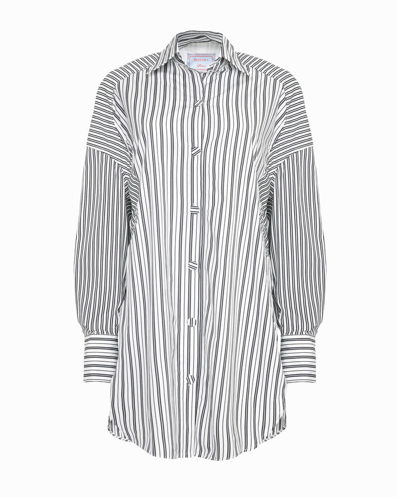 PARKER - Black & White Stripe long-sleeved oversize shirt/dress
