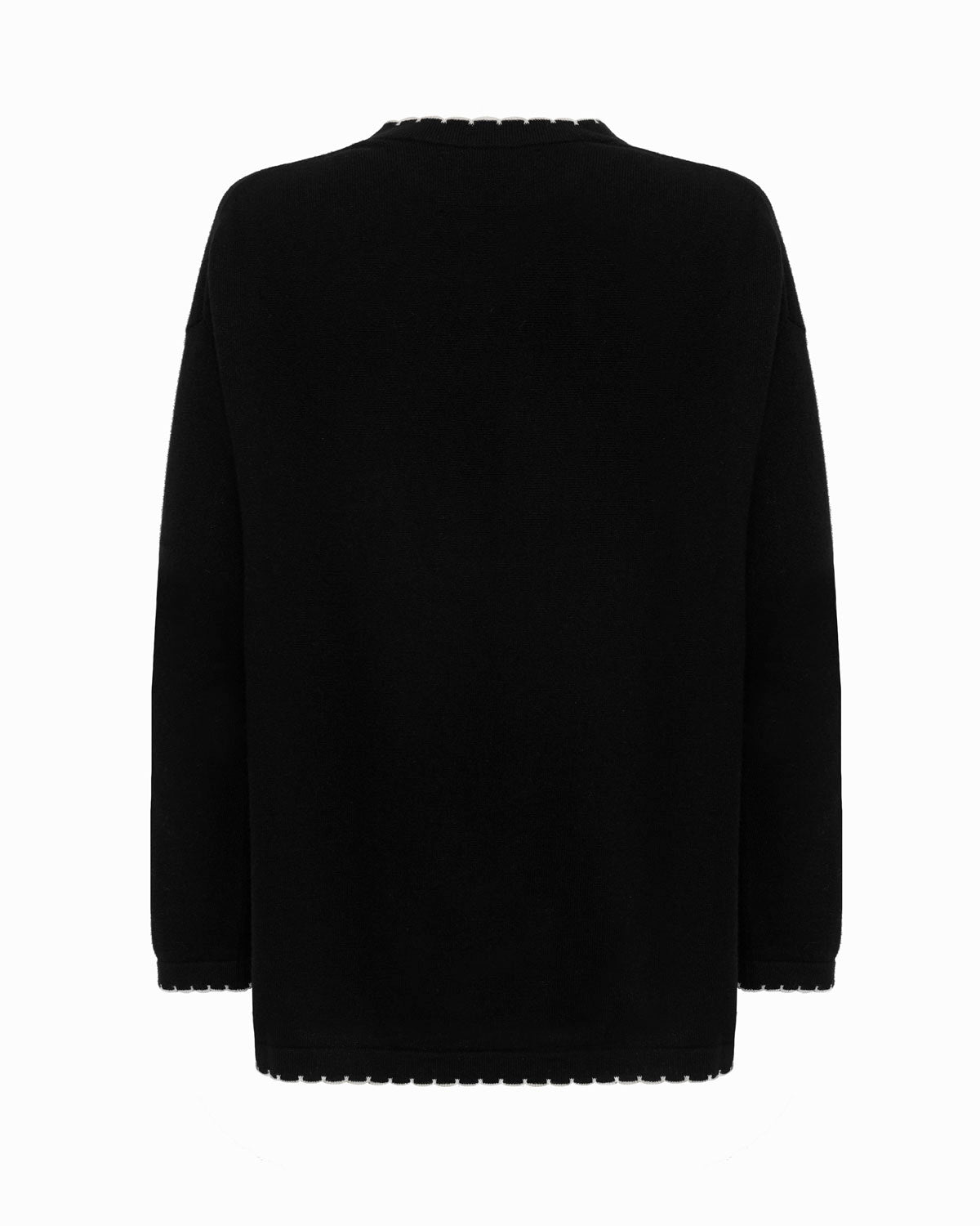 THOMSON SCALLOP EDGE ROUND-NECK LONG SLEEVE TUNIC SWEATER - Black