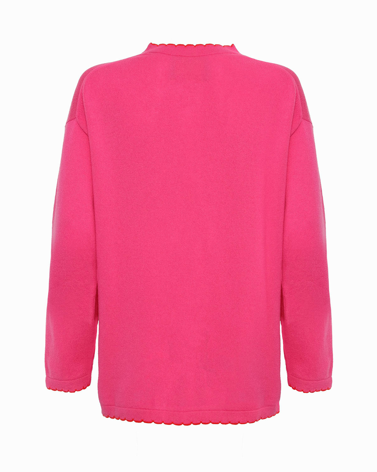 THOMSON SCALLOP EDGE ROUND-NECK LONG SLEEVE TUNIC SWEATER - Pink