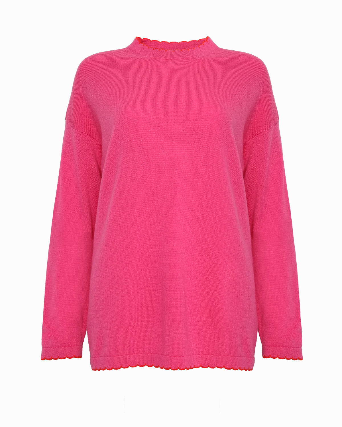 THOMSON SCALLOP EDGE ROUND-NECK LONG SLEEVE TUNIC SWEATER - Pink