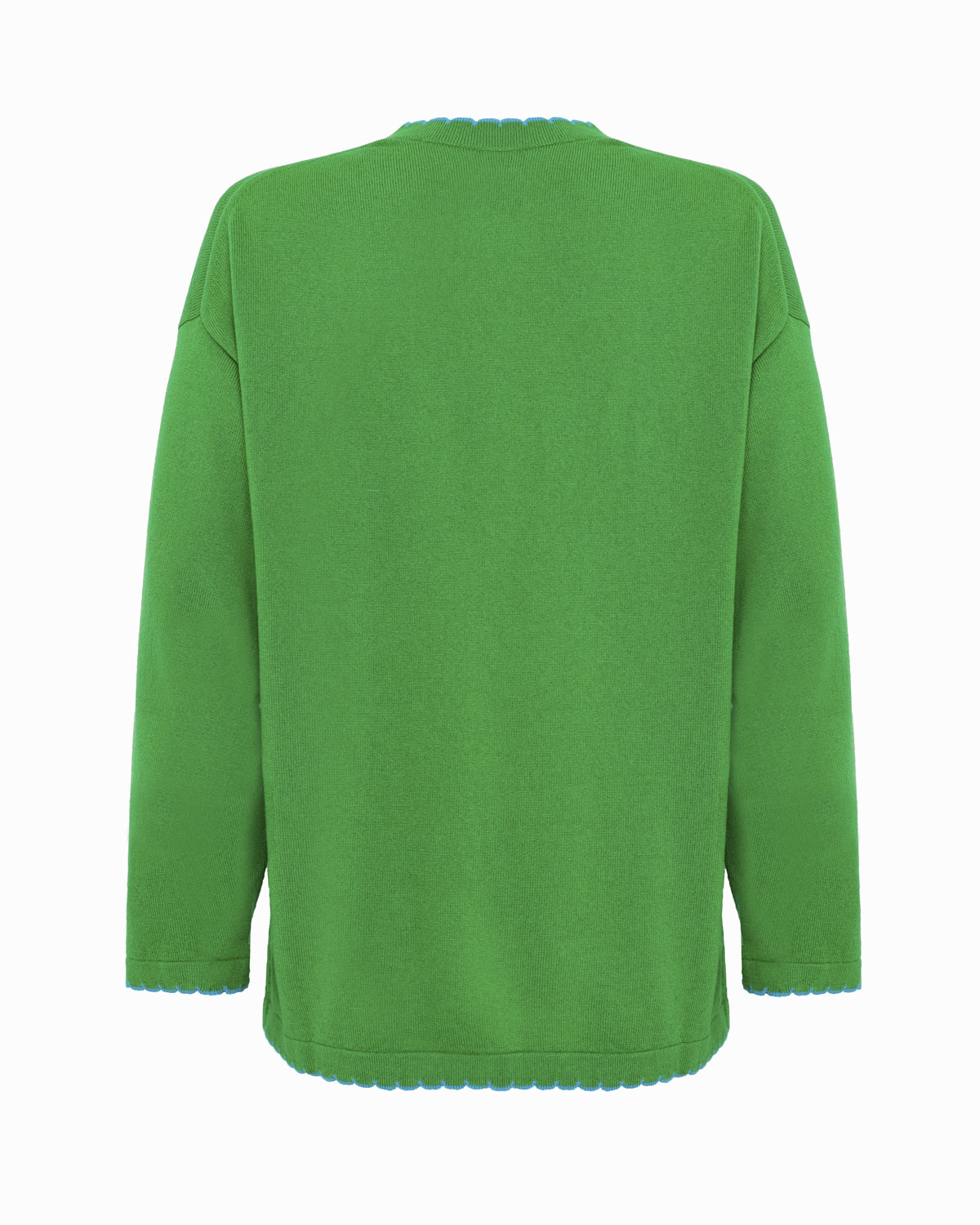 THOMSON SCALLOP EDGE ROUND-NECK LONG SLEEVE TUNIC SWEATER - Green