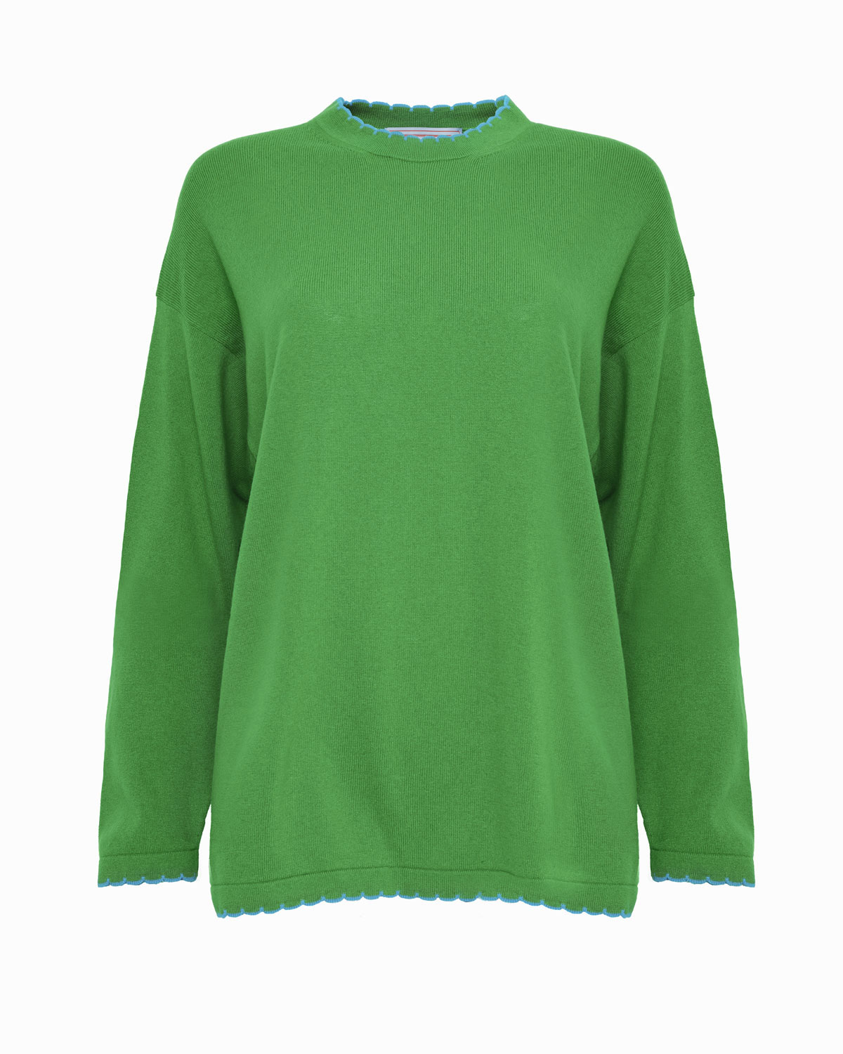 THOMSON SCALLOP EDGE ROUND-NECK LONG SLEEVE TUNIC SWEATER - Green