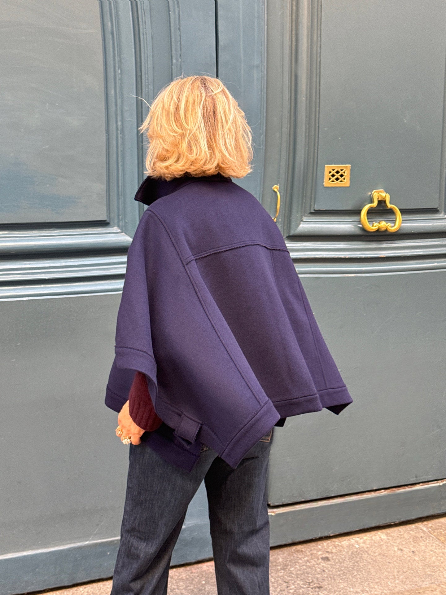 BLANKEY PONCHO - NAVY  DOUBLE FACE 100% CASHMERE