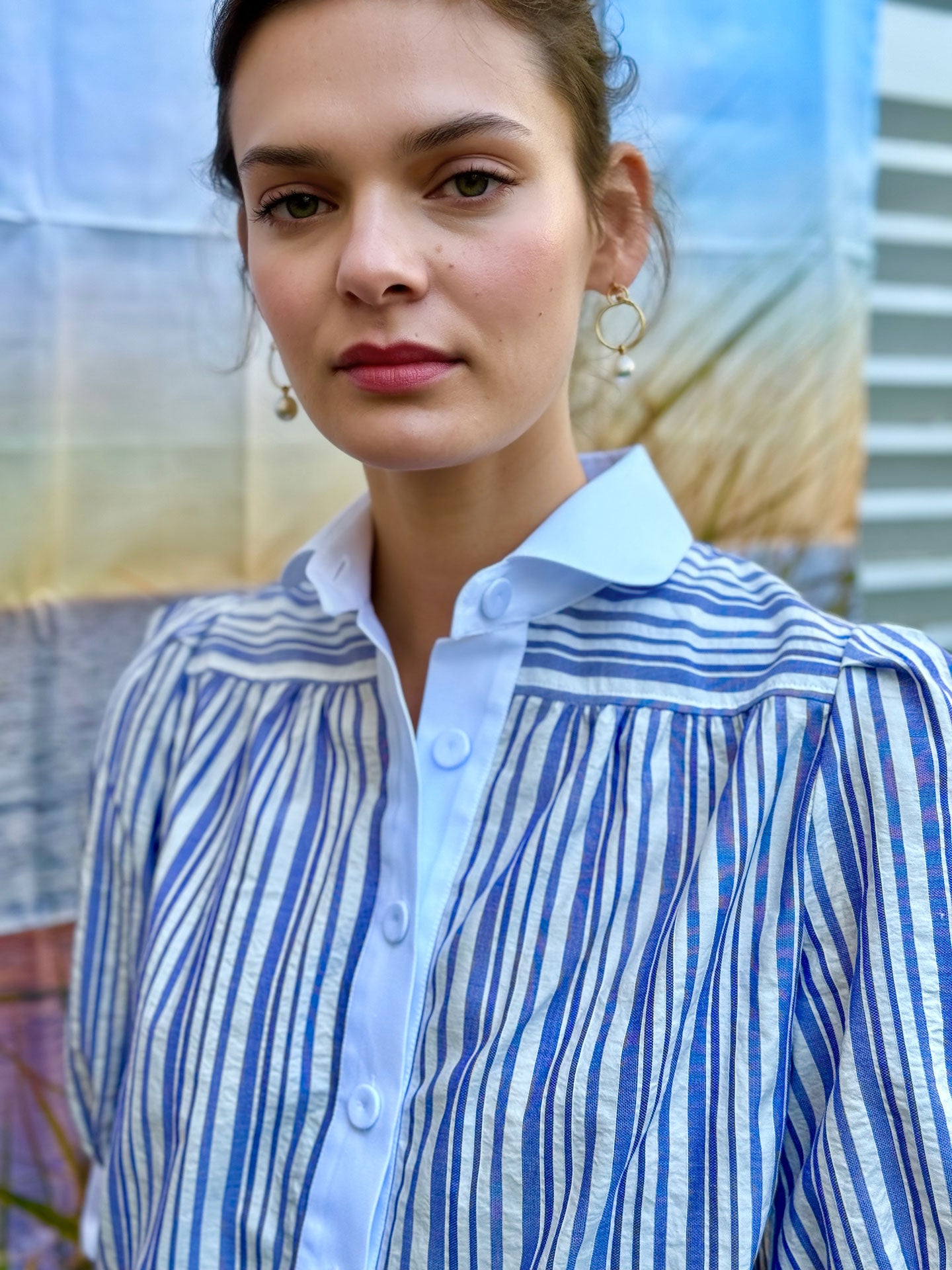 JONES - Woven lilac & white stripe dress by Dovima Paris JONES - Woven lilac & white stripe dress by Dovima Paris