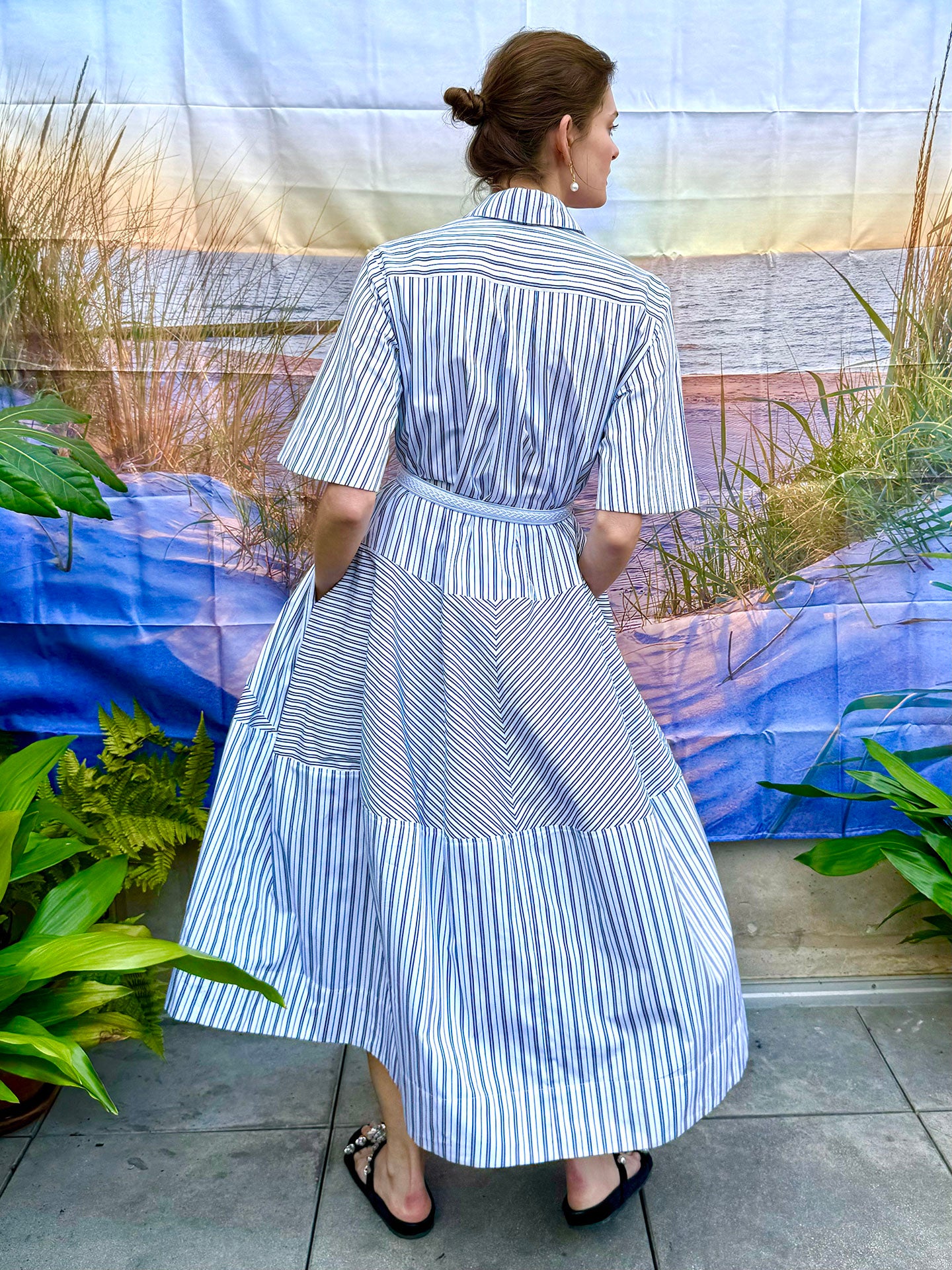 MINTY - ASYMETRICALLY SEAMED BLACK & WHITE STRIPE DRESS – Dovima Paris