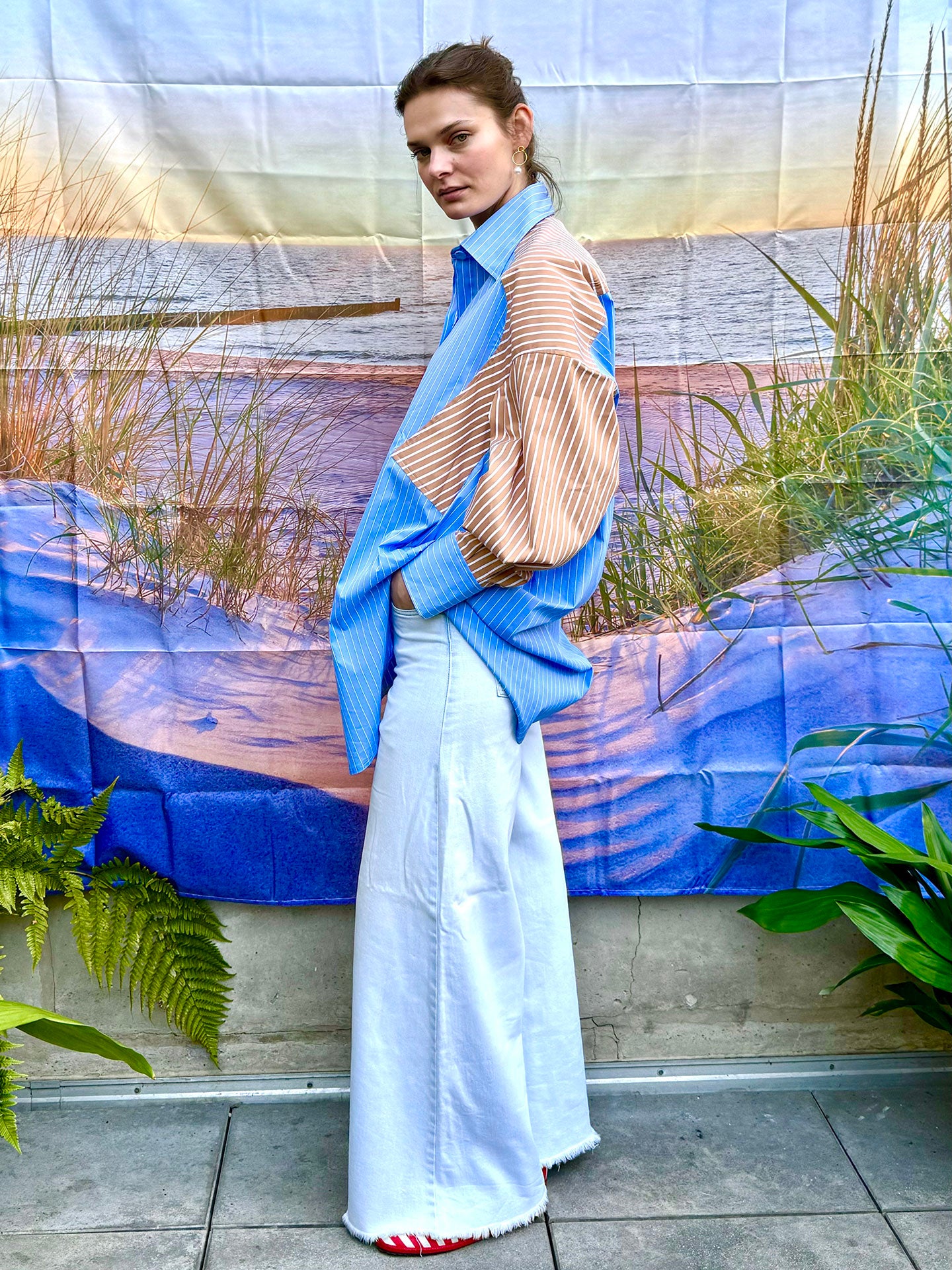 PARKER - Wedgewood Blue Stripe long-sleeved oversize shirt/dress PARKER - Wedgewood Blue Stripe long-sleeved oversize shirt/dress