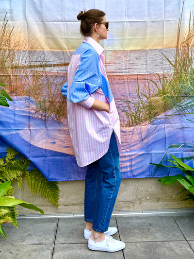 PARKER - Light Pink Stripe long-sleeved oversize shirt/dress