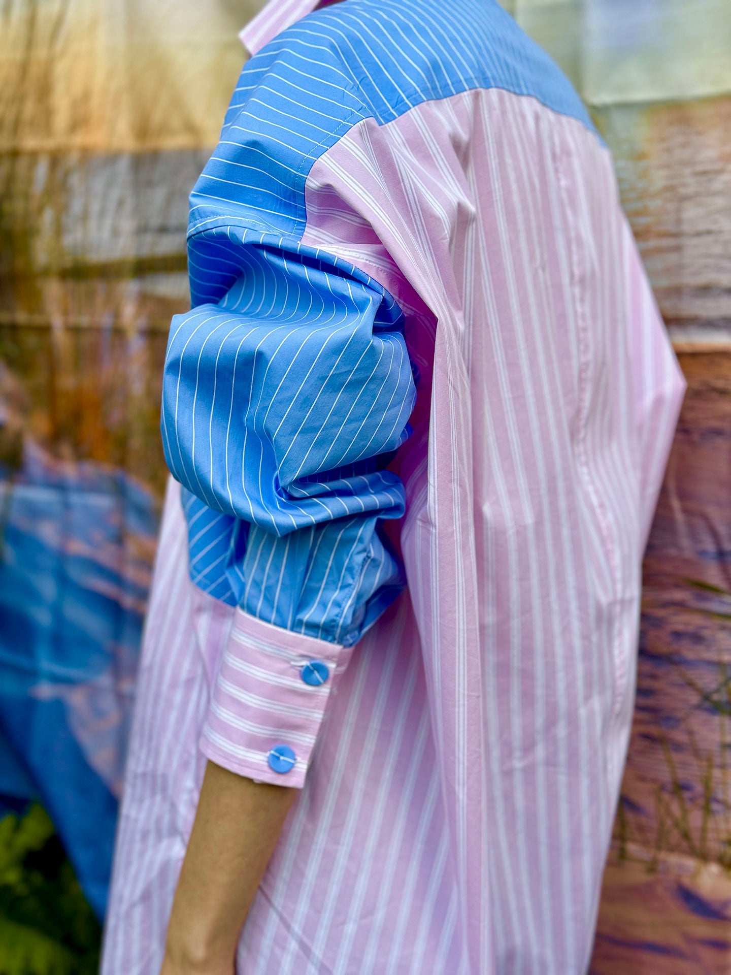 PARKER - Light Pink Stripe long-sleeved oversize shirt/dress