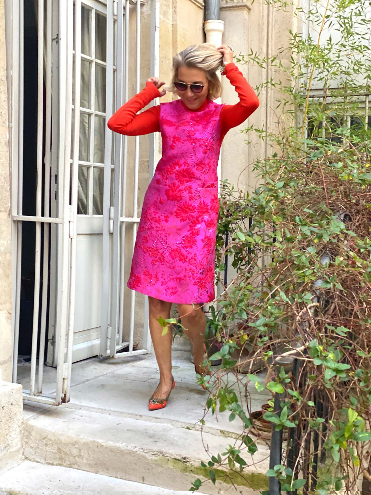 BAILEY DRESS - DIXTER PINK BROCADE - DOVIMA Paris | Dovima Paris