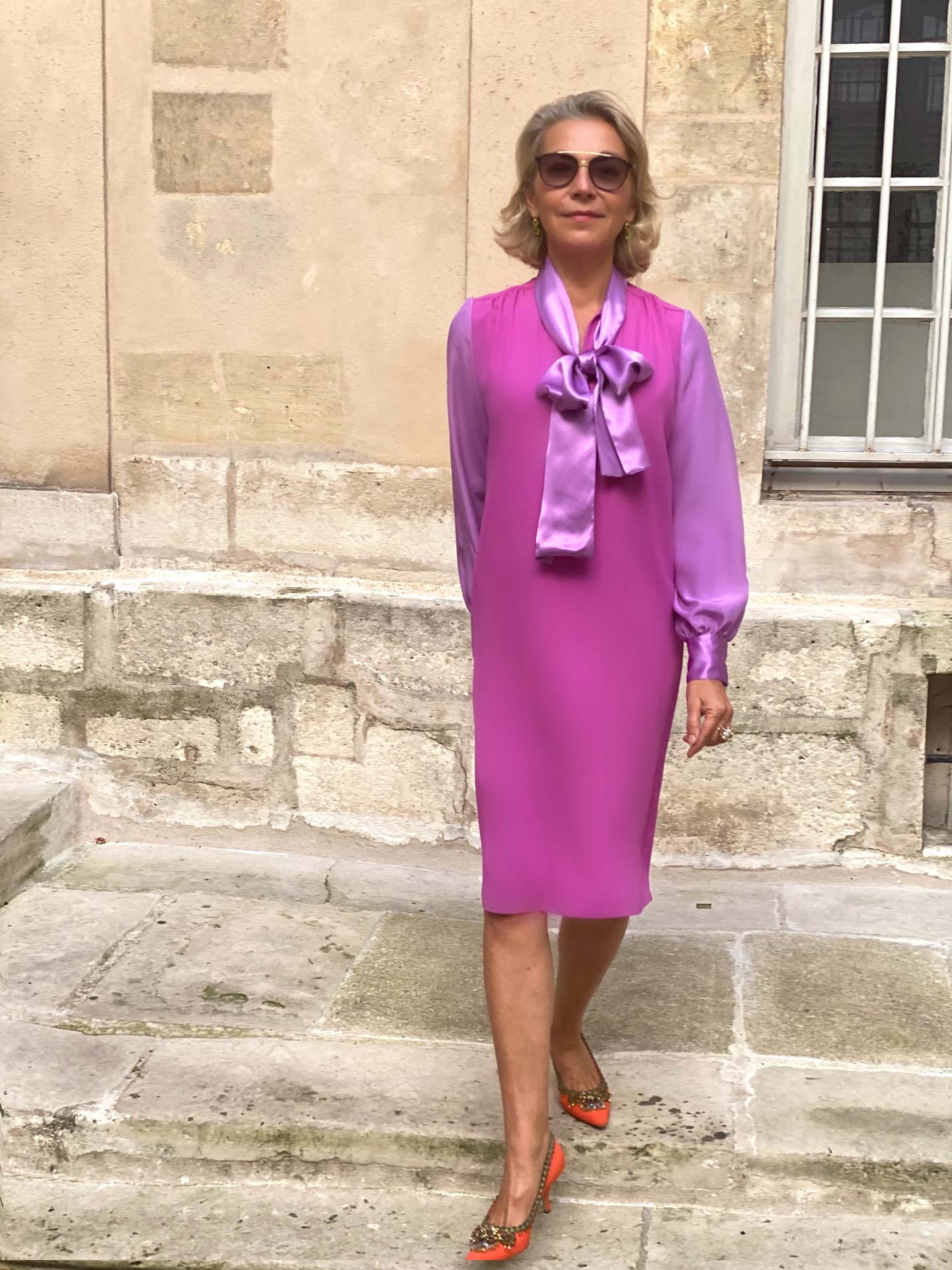 SLOANE PINK & ORCHID TIE-NECK DRESS - DOVIMA Paris – Dovima