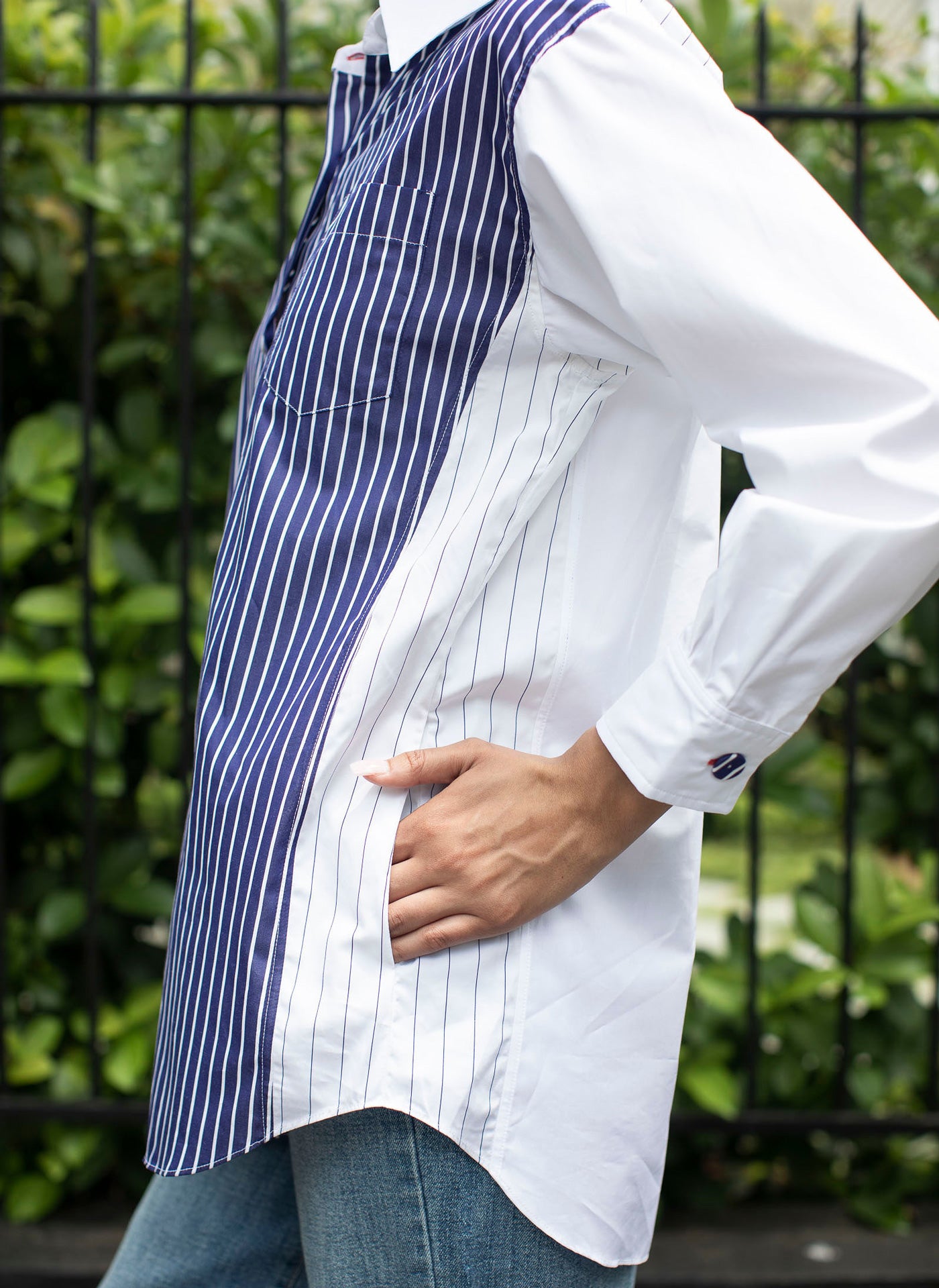 FLORIAN SHIRT DARK NAVY WHITE MULTI STRIPES