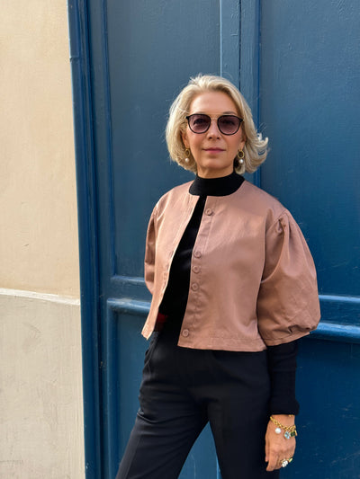 JUNO JACKET - CAMEL SILK SHANTUNG
