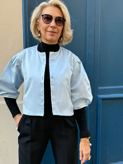 JUNO JACKET - DELICATE BLUE SATIN DUCHESS