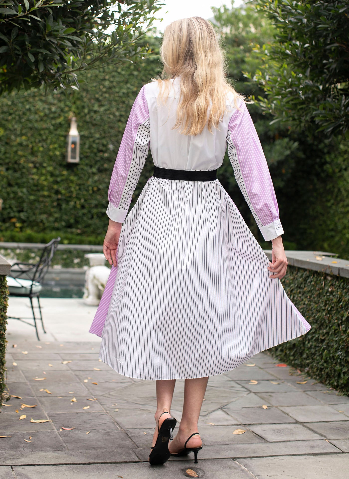 MARCEAU DRESS BLACK WHITE ORCHID PINK MULTI STRIPES MARCEAU DRESS BLACK WHITE ORCHID PINK MULTI STRIPES