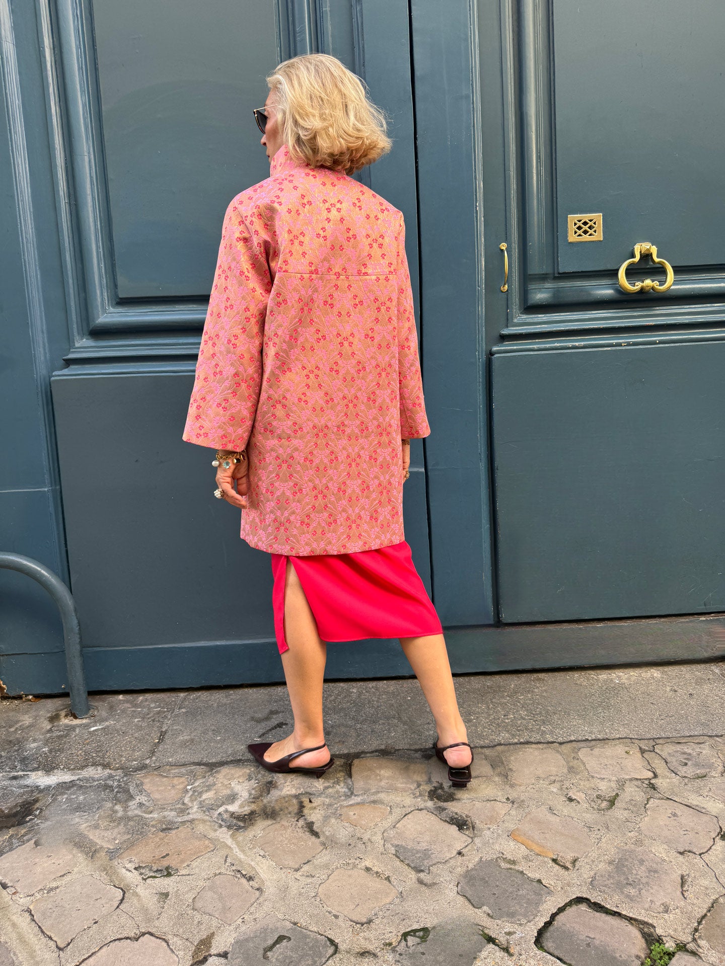OSBORNE LIGHTWEIGHT COAT - ALYSSA FLORAL METTALIC JAQUARD