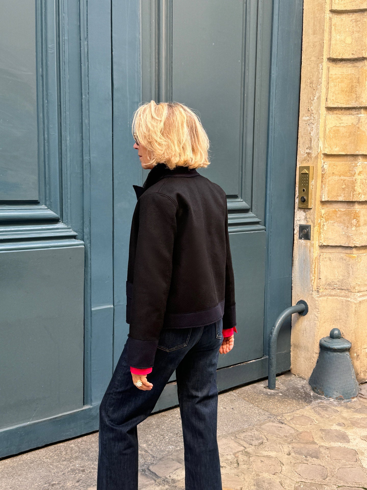 TATE JACKET - NAVY BLACK DOUBLE FACE WOOL CASHMERE MIX