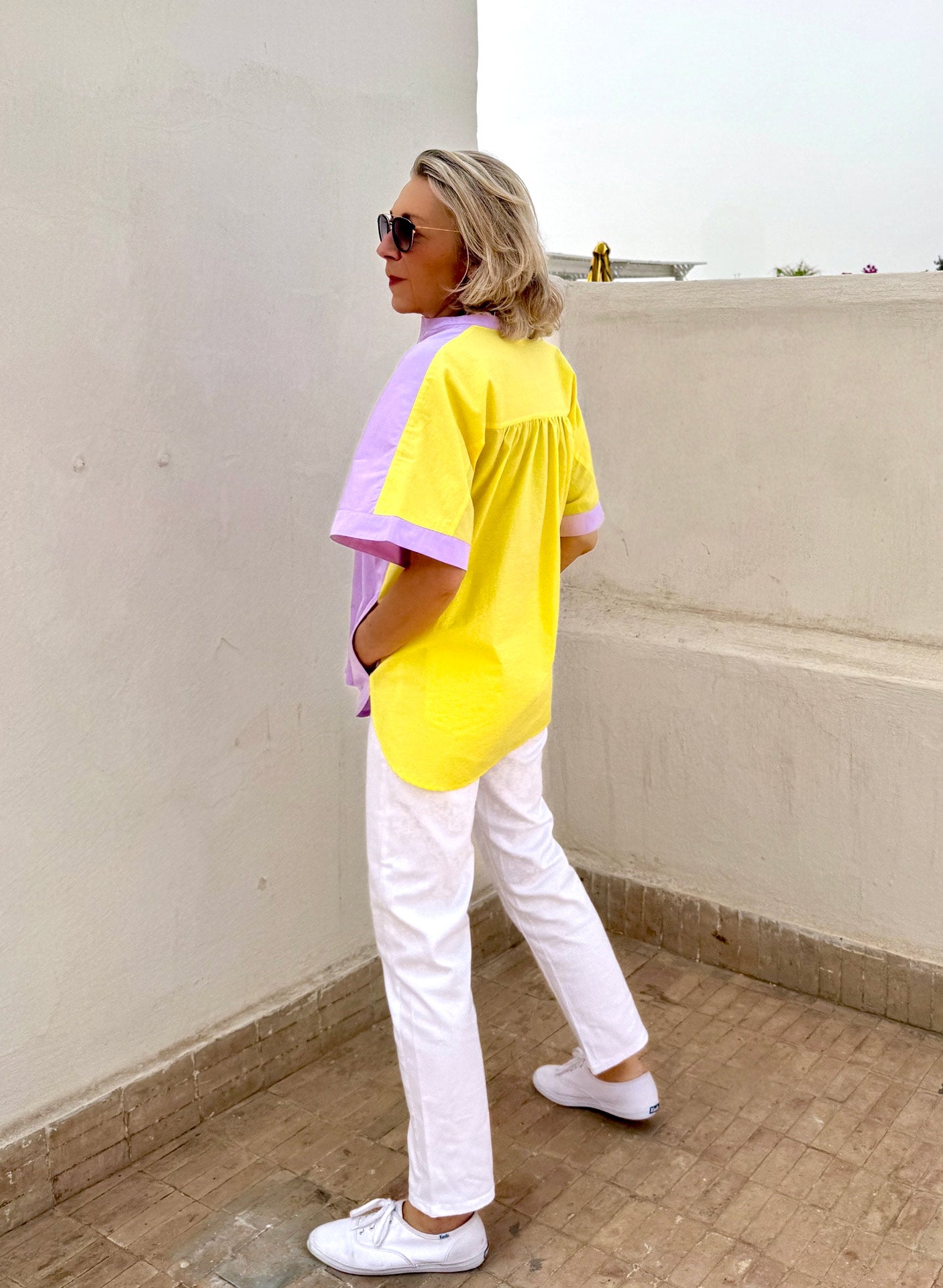 WALKER LONG SHIRT - ORCHID PINK & LEMON VERBENA POPLIN