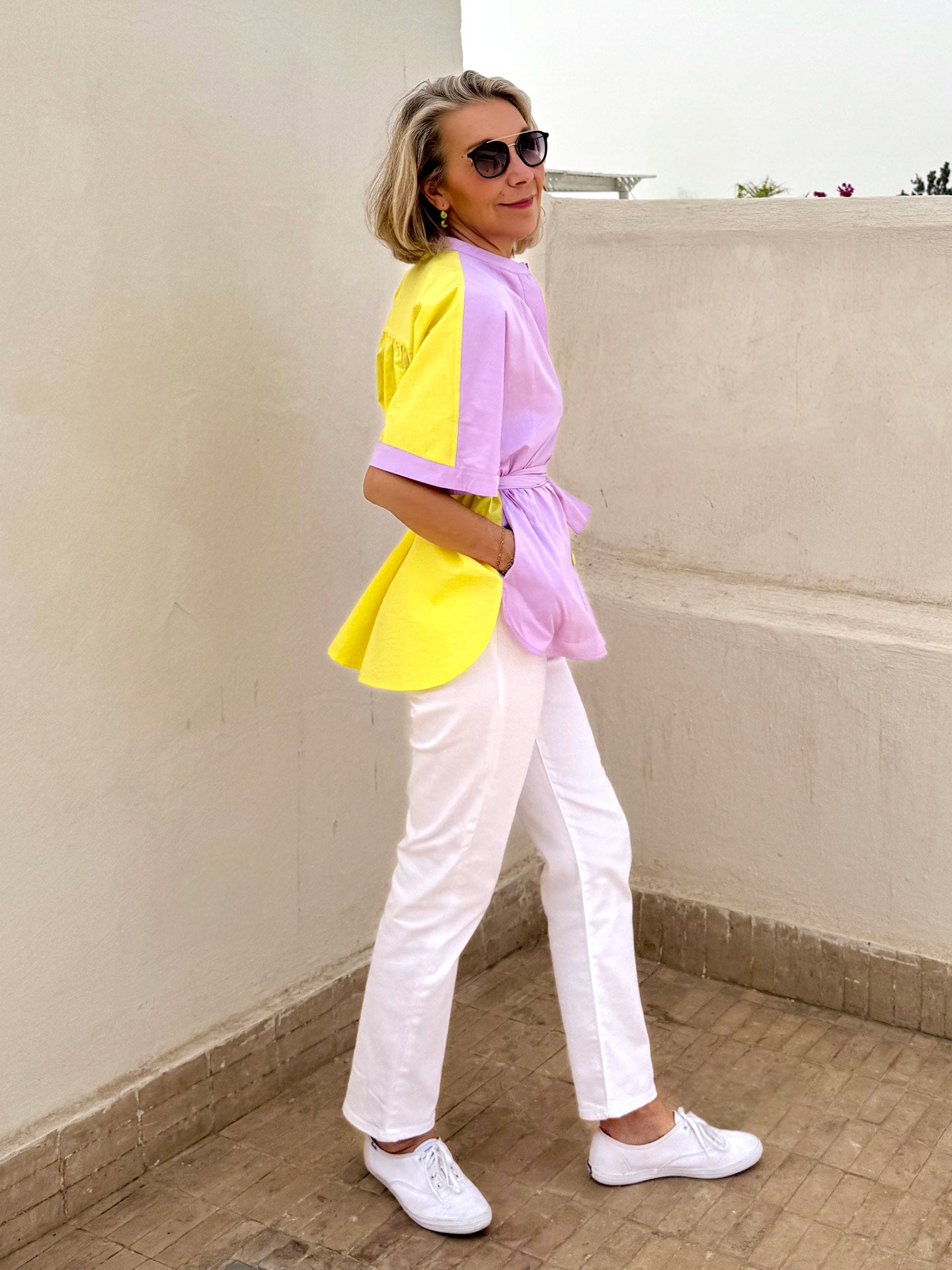 WALKER LONG SHIRT - ORCHID PINK & LEMON VERBENA POPLIN