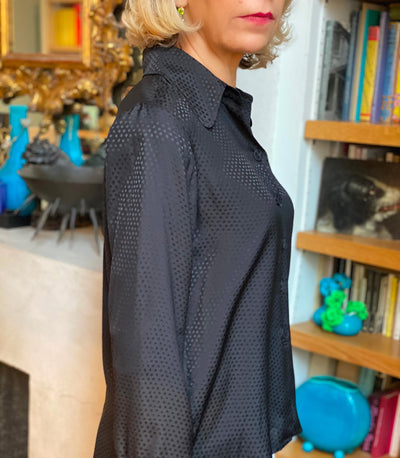 BAIRD SILK SHIRT - BLACK DOTTY JACQUARD