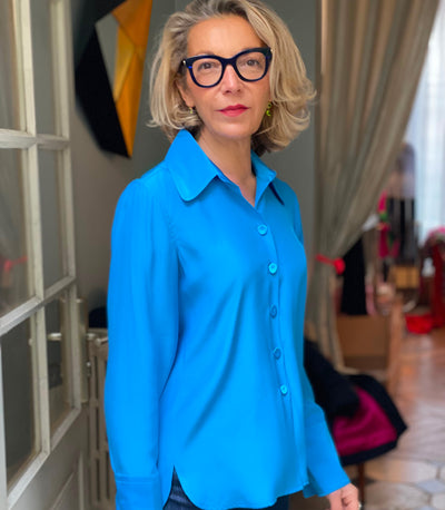 BAIRD SILK SHIRT - KLEIN BLUE