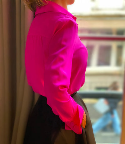 BAIRD SILK SHIRT - SHOCK PINK