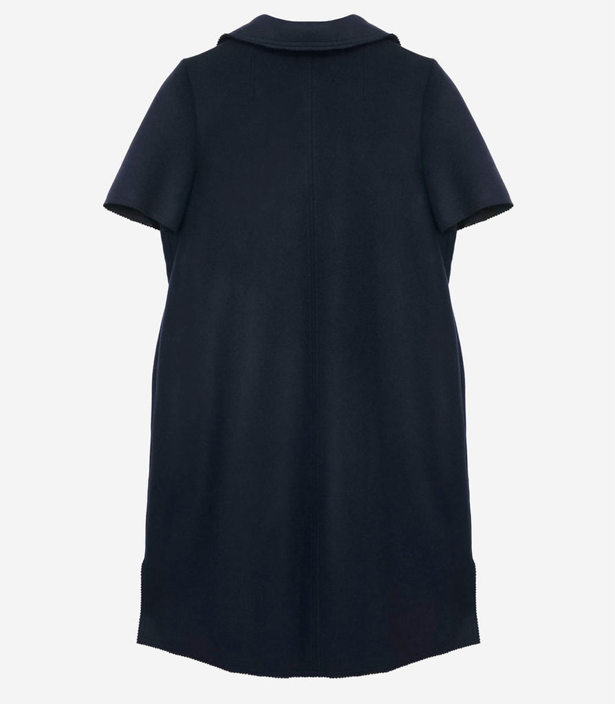PERKIN DOUBLE FACE WOOL CASHMERE-MIX SLIM CUT CAPELET SLEEVE POP-OVER - Navy/Black