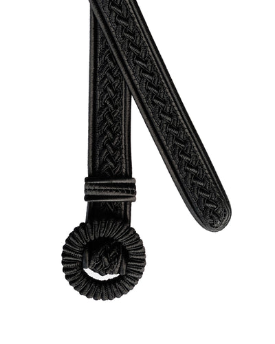 WOVEN NARROW PASSEMENTERIE BELT - Black