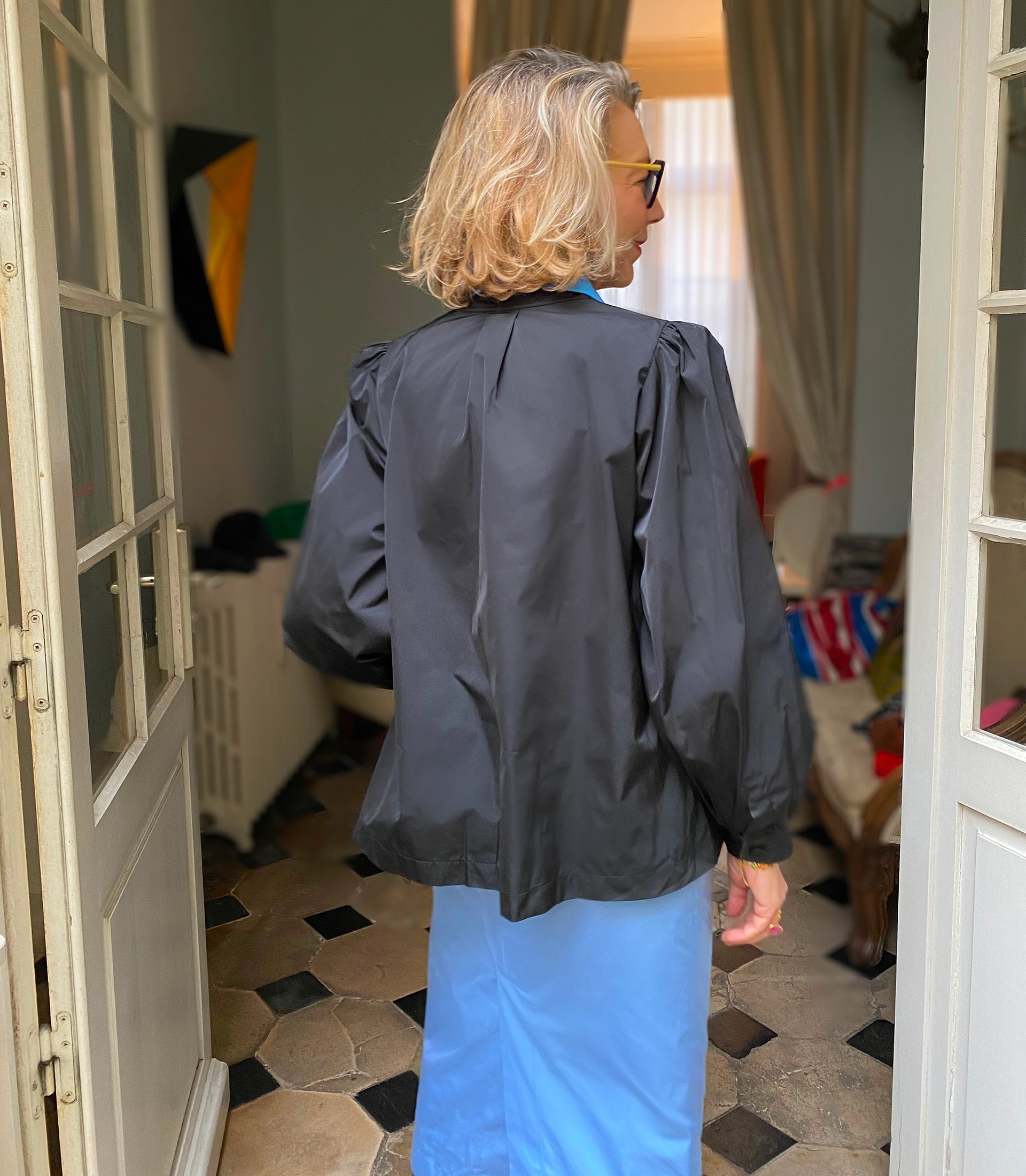 CARSON JACKET - BLACK RADZIMIR TAFFETA – Dovima Paris