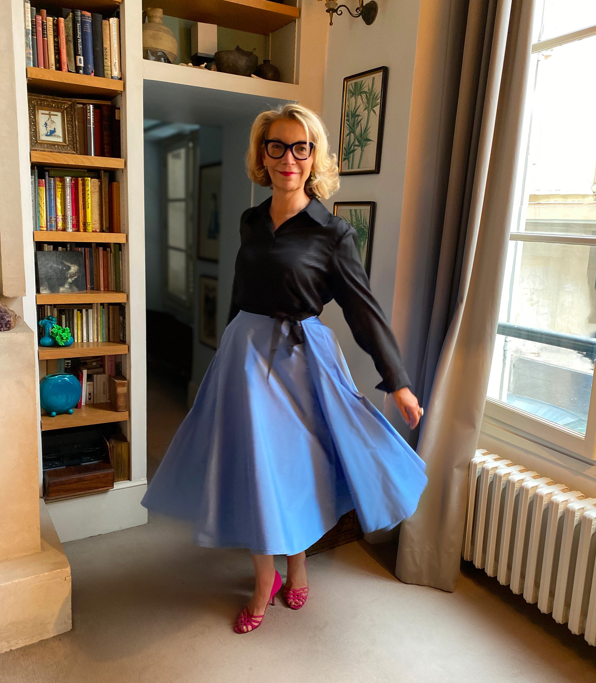 GLYNN SKIRT - ALASKA BLUE RADZIMIR TAFFETA – Dovima Paris