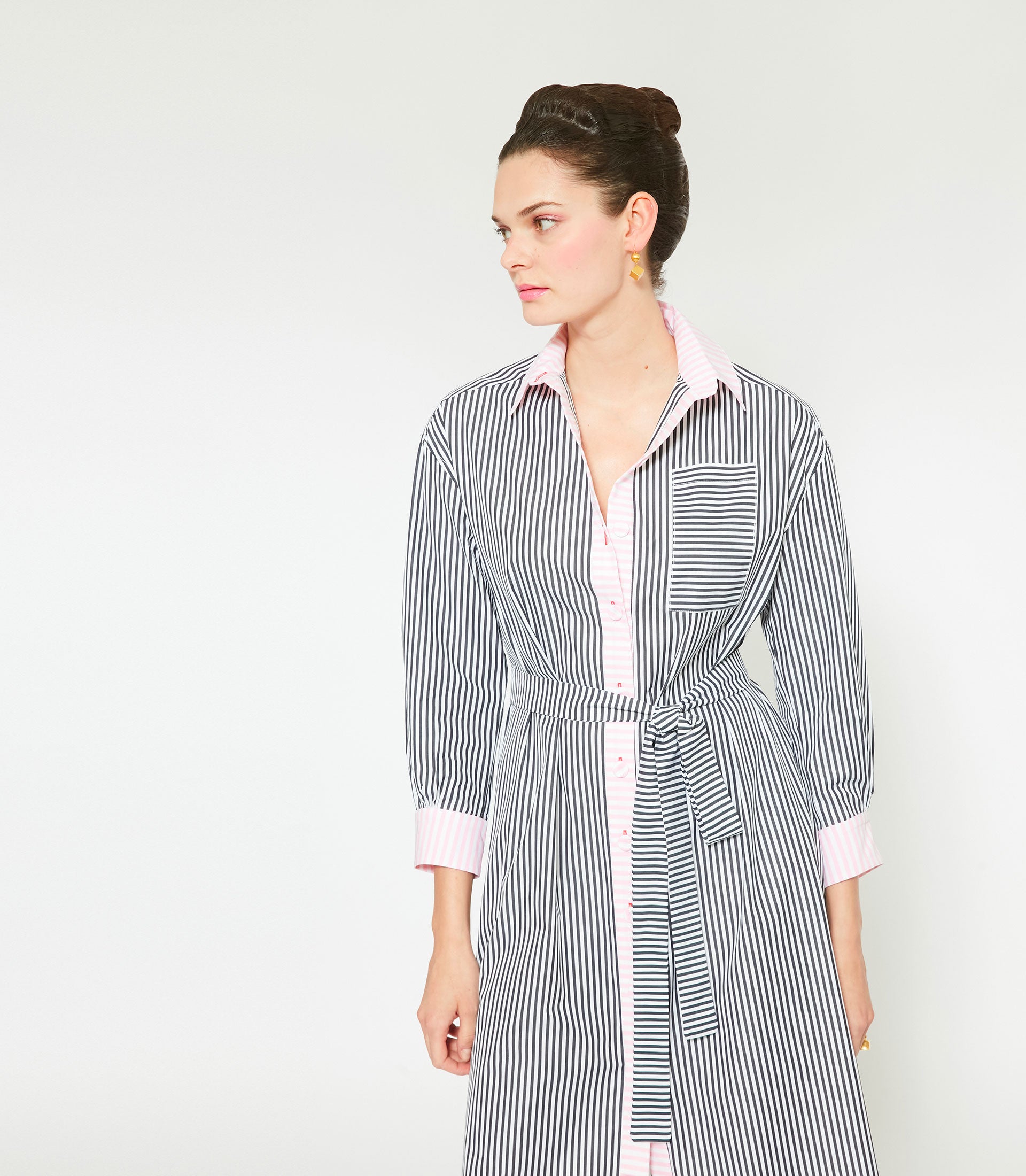 JAY COTTON DRESS - David Stripe Black White