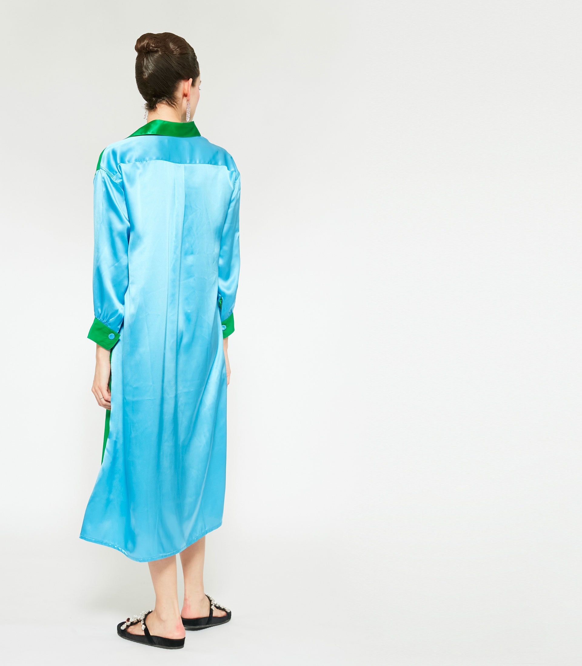 JAY SILK DRESS - Emerald Green & Klein Blue Silk