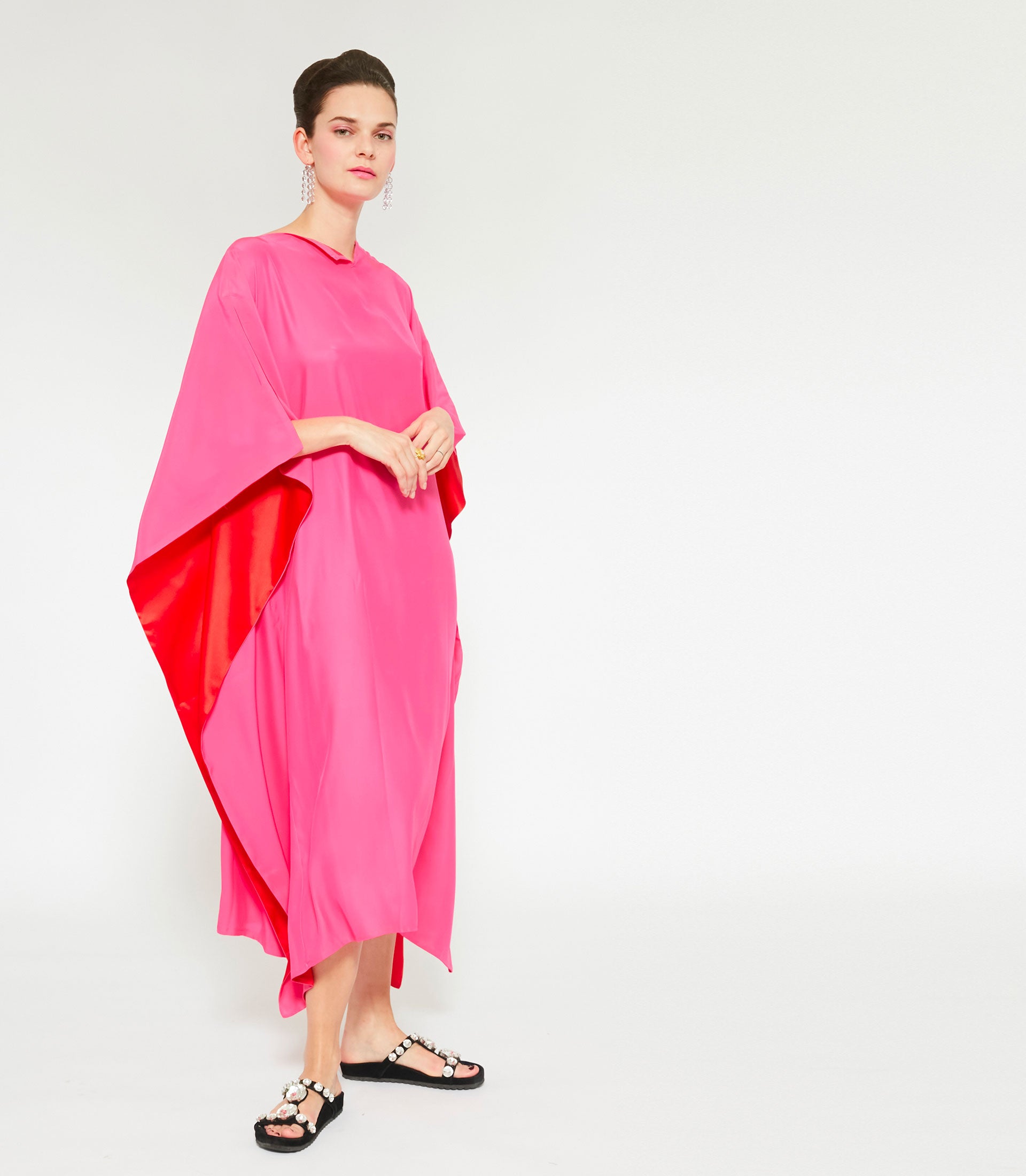 KARINA KAFTAN - Pink & Red Silk – Dovima Paris