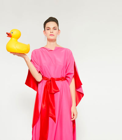 KARINA KAFTAN - Pink & Red Silk