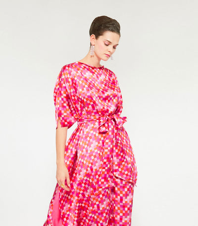 KARINA KAFTAN - Tessella multi pink & red silk